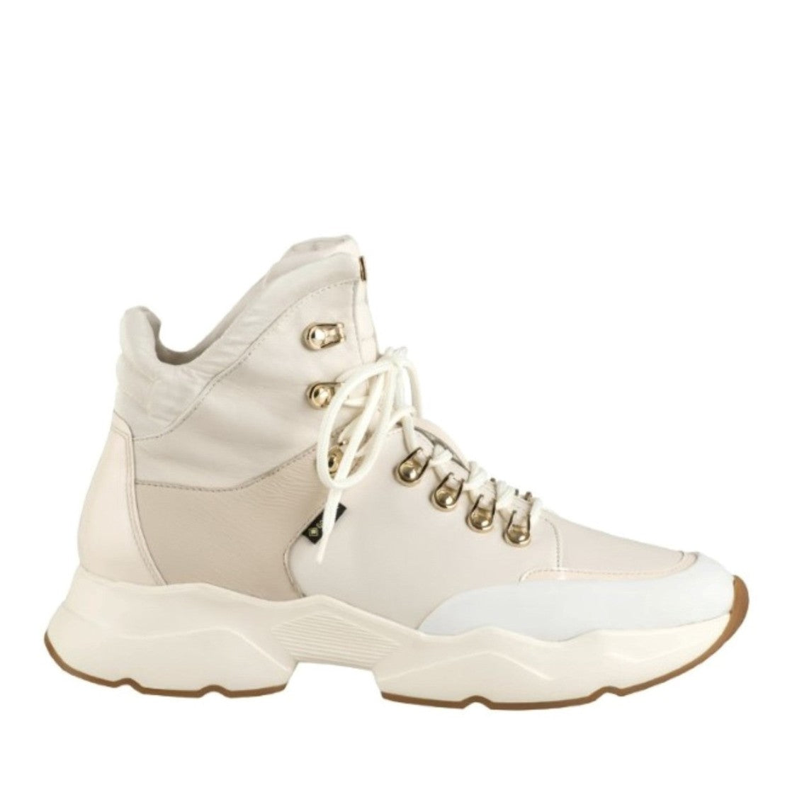 Högl Beige Wanda Chunky Sole Textured Panels Leather Ankle Boots