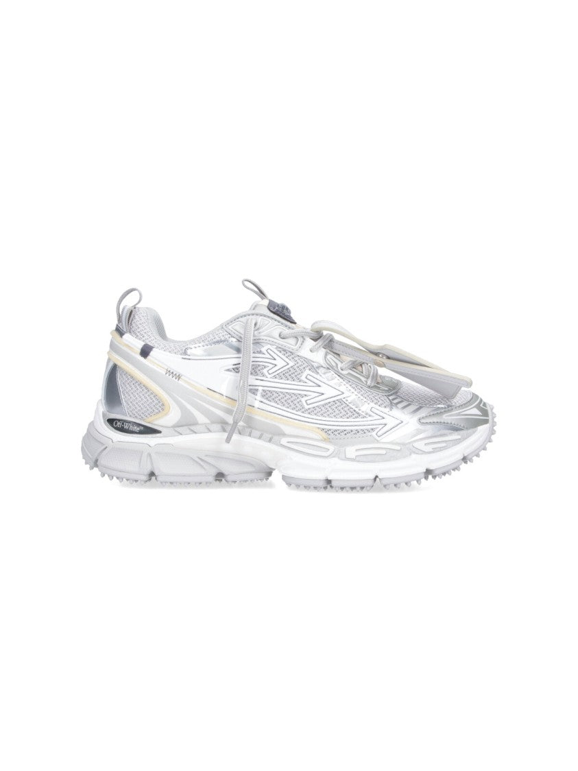 Off-White Grey Contemporary Mesh Upper Sneakers
