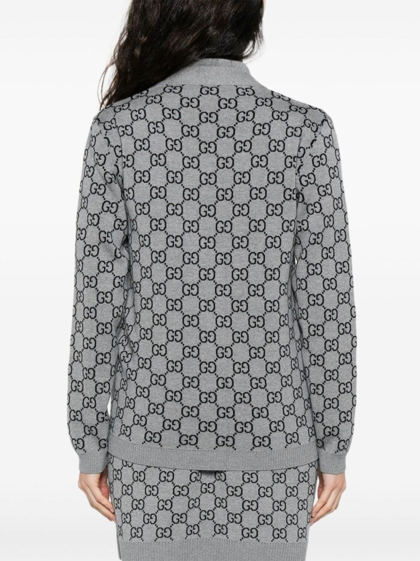 Gucci Reversible Gg Wool Jacquard Cardigan