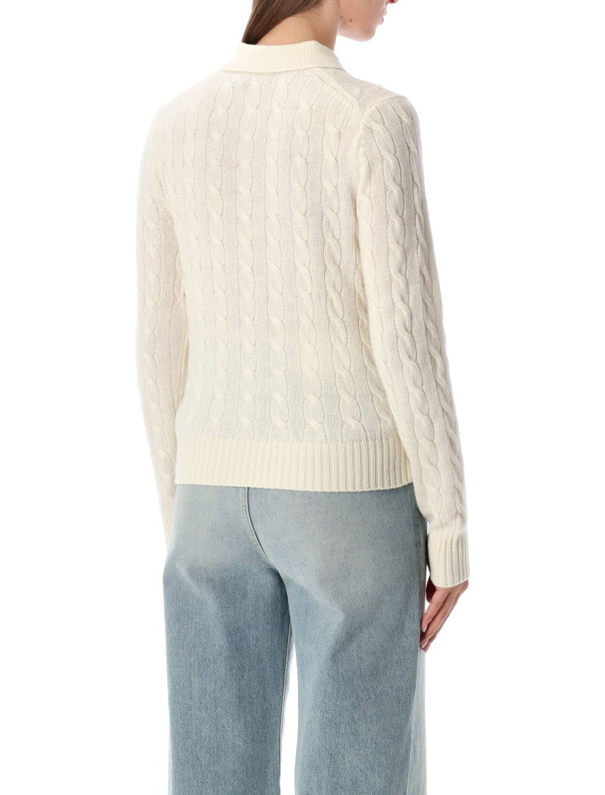 Polo Ralph Lauren Cable Knit Wool-Cashmere Polo Sweater