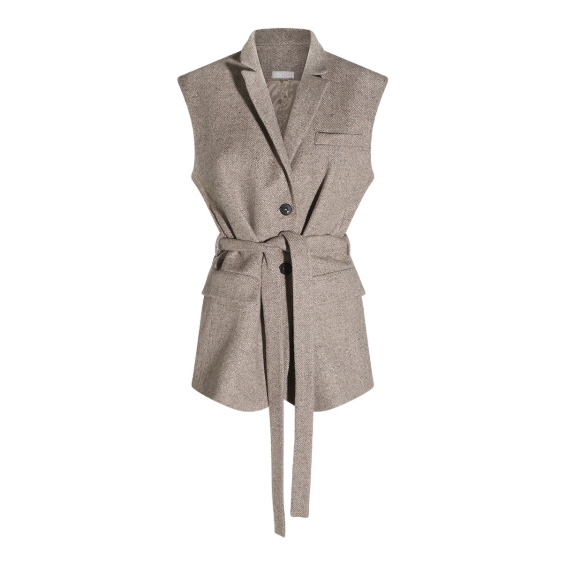 Antonelli Firenze Tailored Sleeveless Notched Lapel Belted Blazer