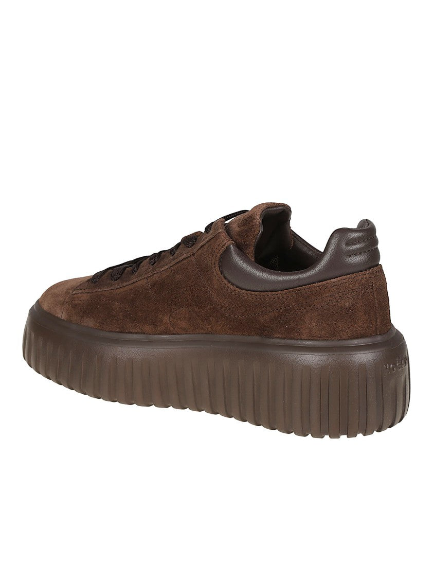 Hogan Brown H-Stripes Calf Leather Sneakers