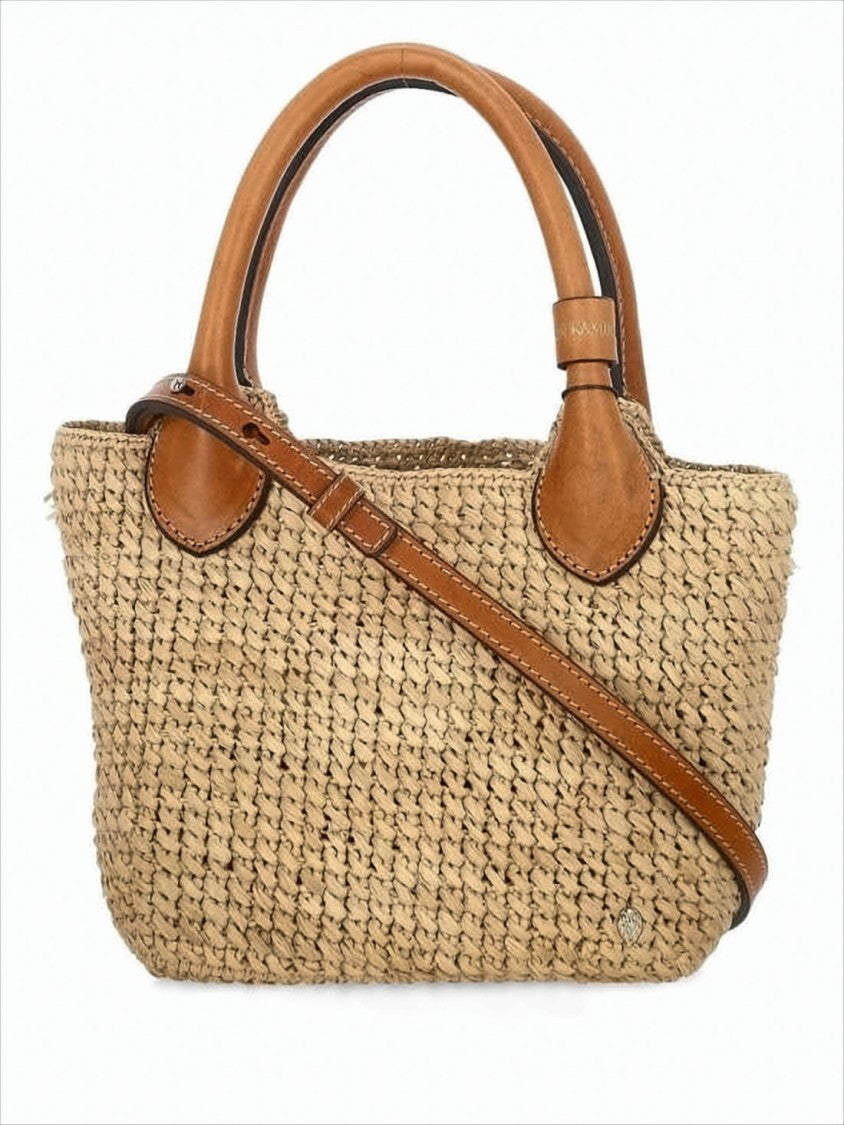 Helen Kaminski Woven Raffia Tote Bag With Leather Accents