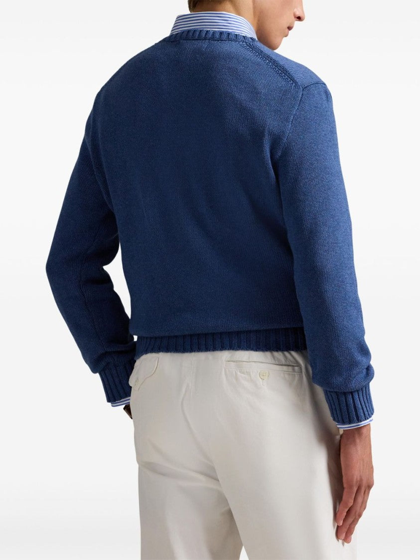 Polo Ralph Lauren Crew Neck Cotton Sweater With American Flag Print