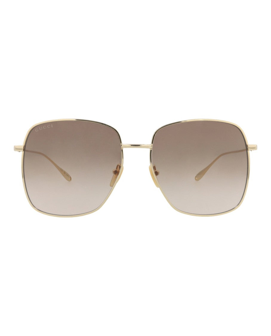Gucci Square-Frame Metal Sunglasses With Gradient Lenses