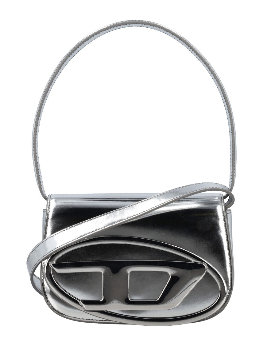 Diesel Oval Metallic Shoulder Bag With Adjustable Strap And Signature Logo