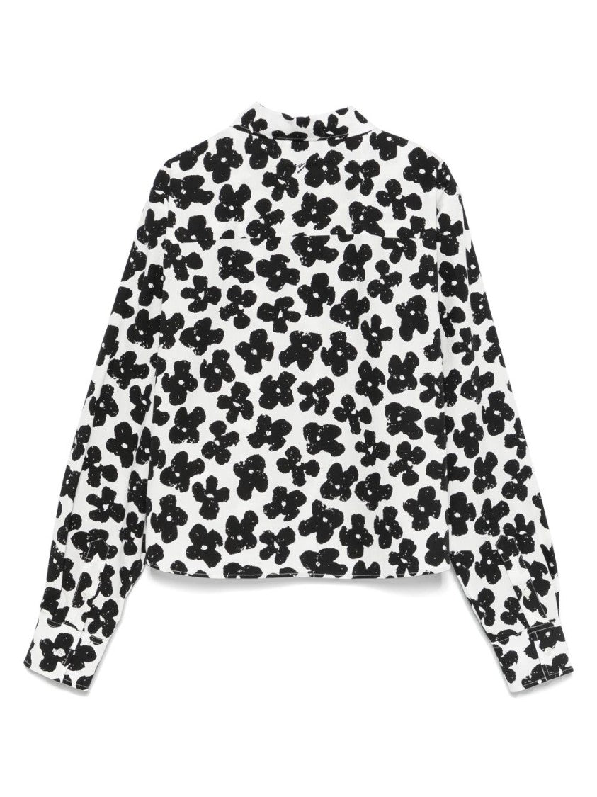 Msgm Floral Black Pattern Shirt