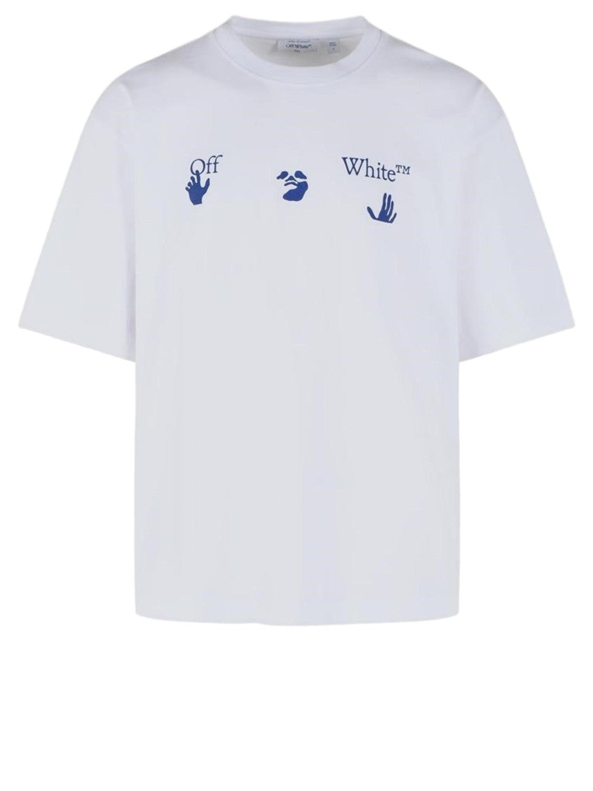Off-White White Bacco Arrow Printed Crewneck Cotton Printed T-Shirt