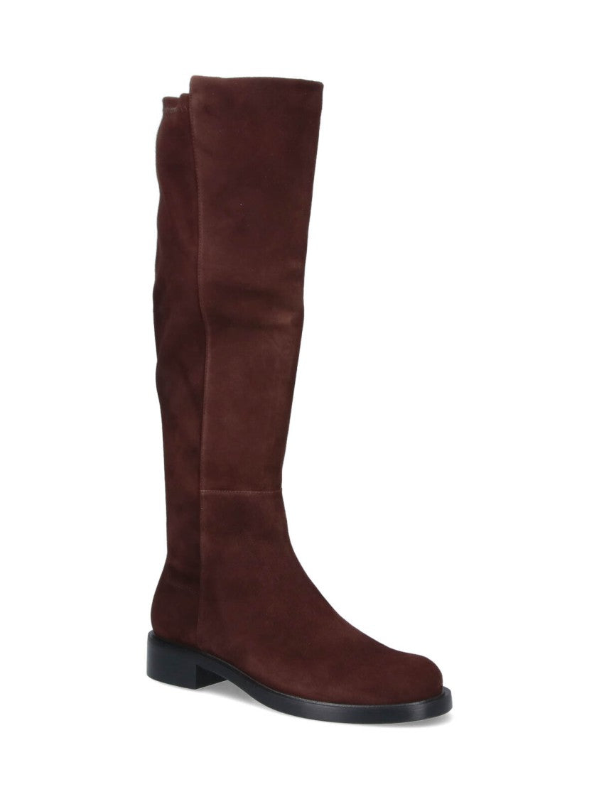 Stuart Weitzman Knee-High Brown Suede Boots With Minimalist Design