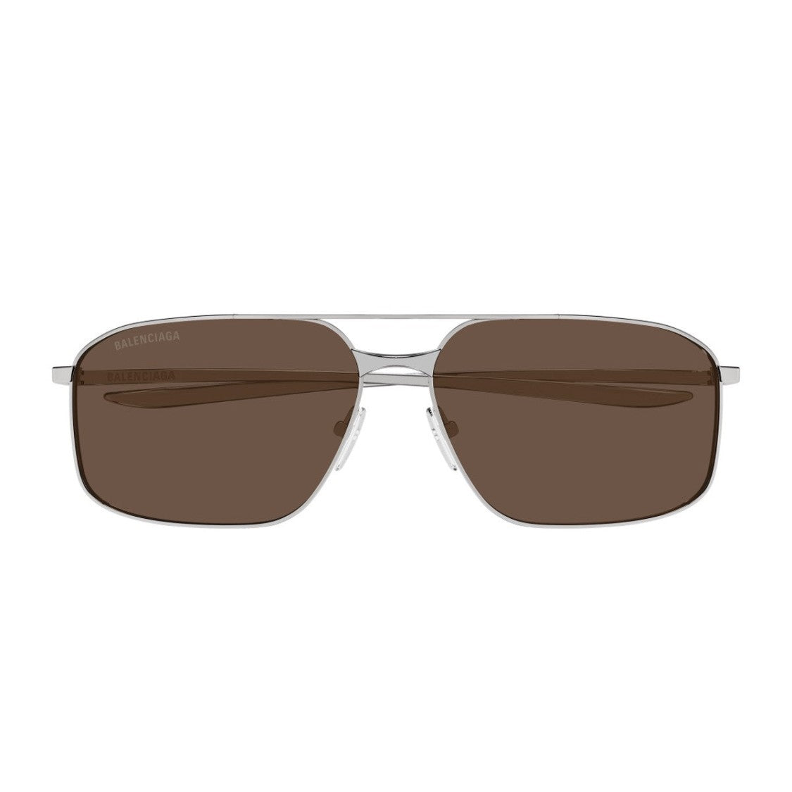 Balenciaga Silver Everyday Double-Bridge Metal Pilot Sunglasses