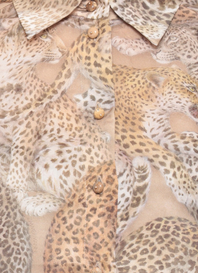 Zimmermann Beige Rebellion Animalier Silk Shirt