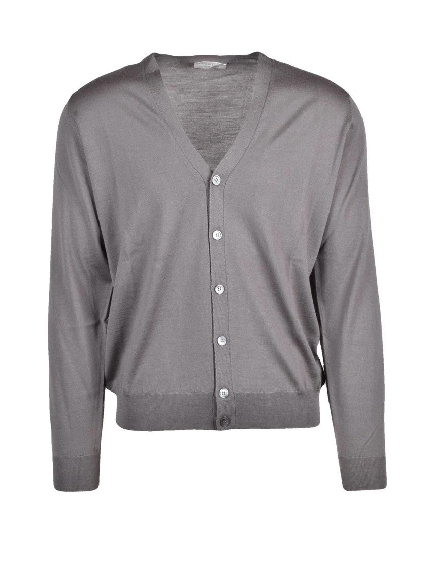 Filippo De Laurentiis Grey Merino Wool Cardigan