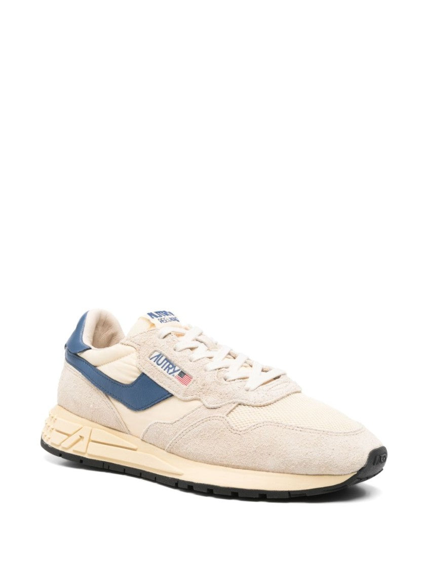 Autry Beige Sneakers With Navy Blue Accents