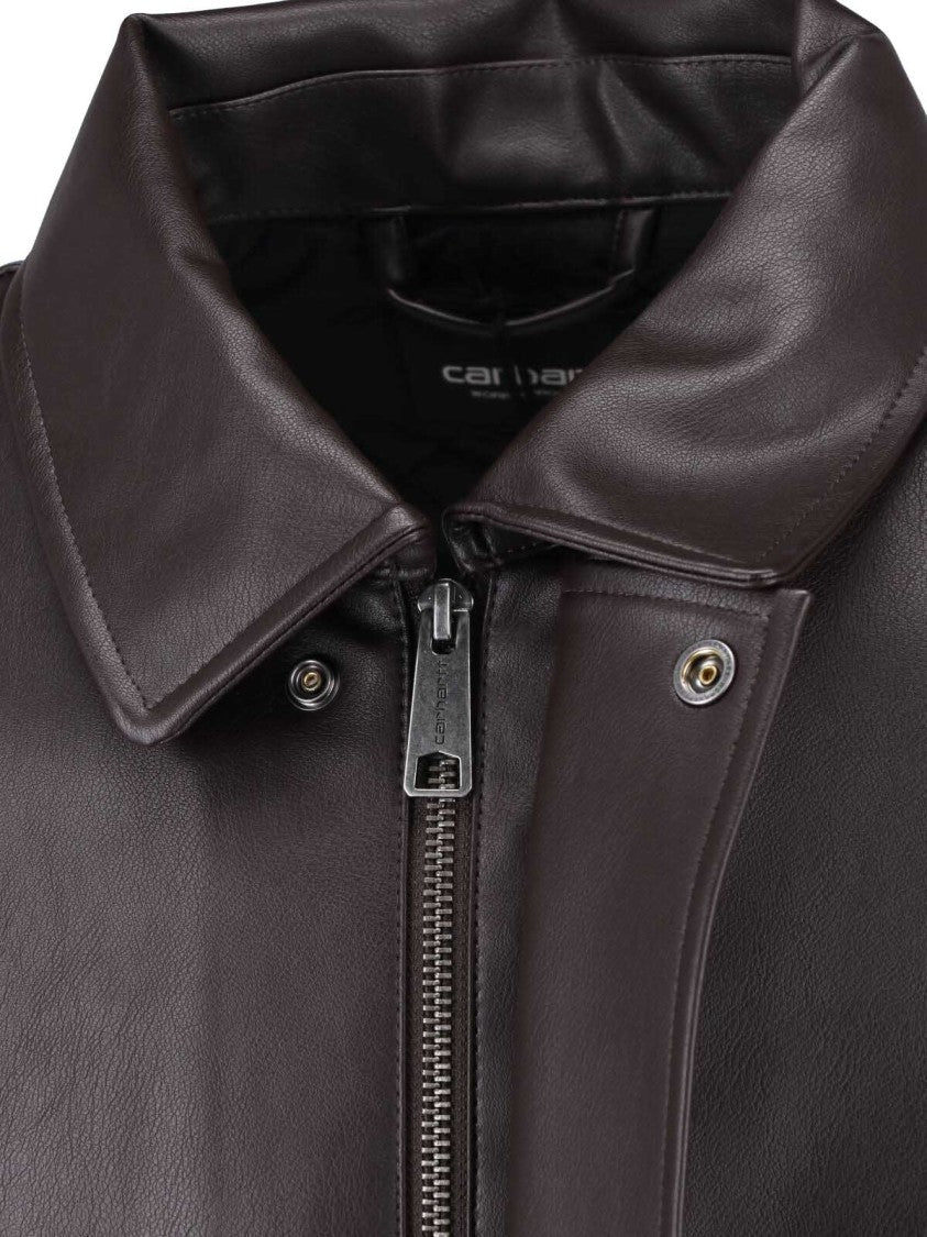 Carhartt Wip Brown Arizona Zip Faux Leather Jacket