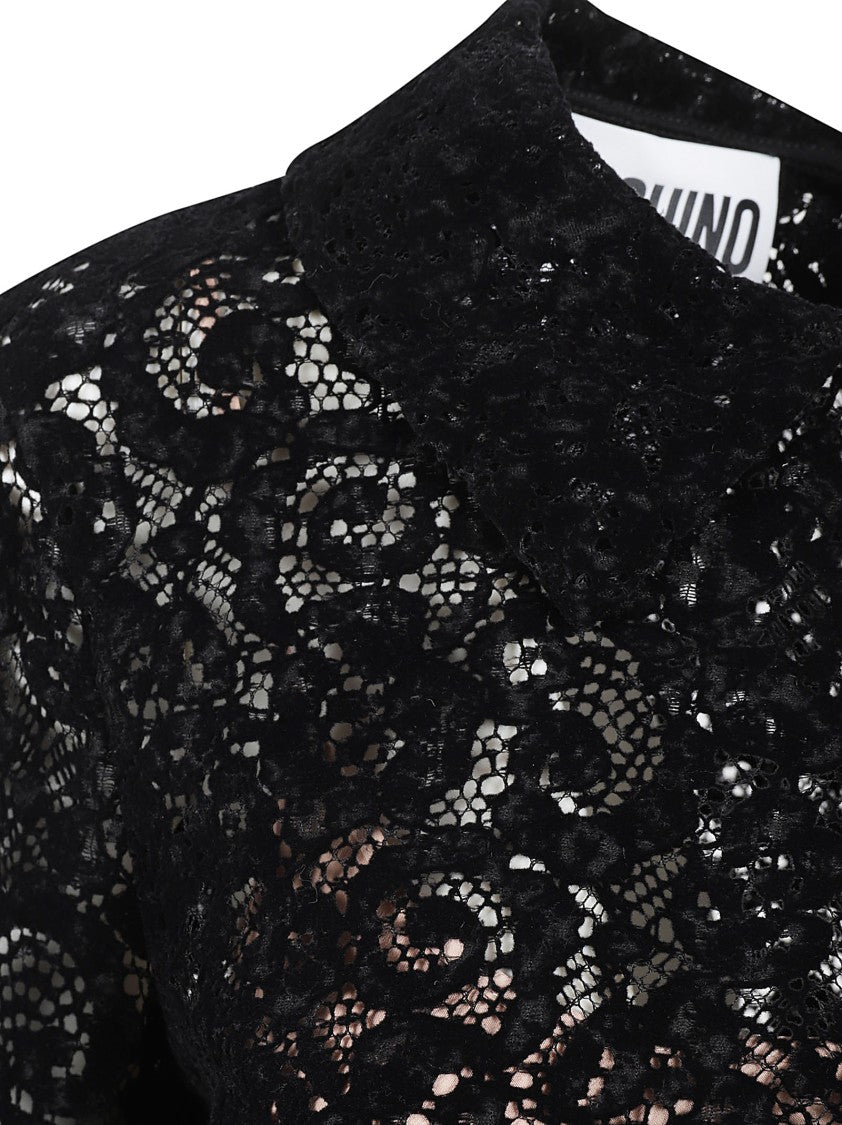 Moschino Lace Overlay Dress With Classic Collar