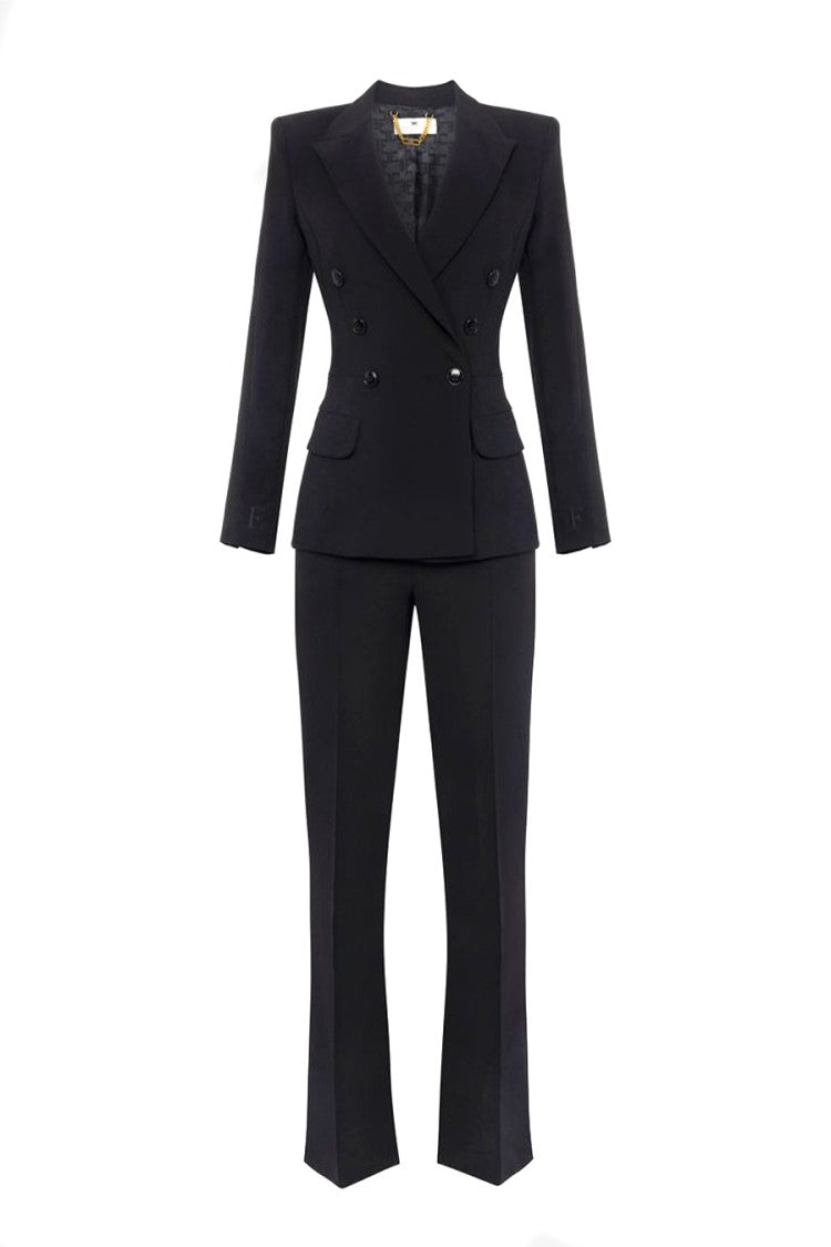 Elisabetta Franchi Tailored Double-Breasted Blazer With Flared Trousers