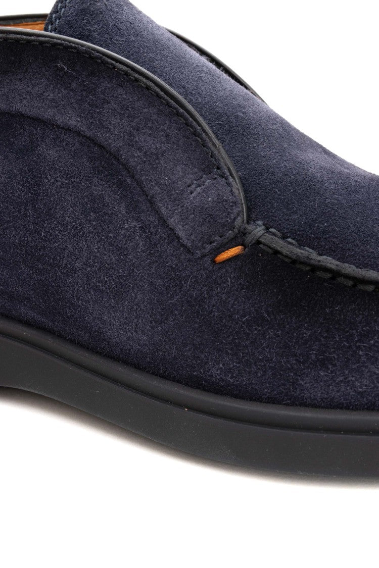 Santoni Suede Slip-On With Rubber Sole