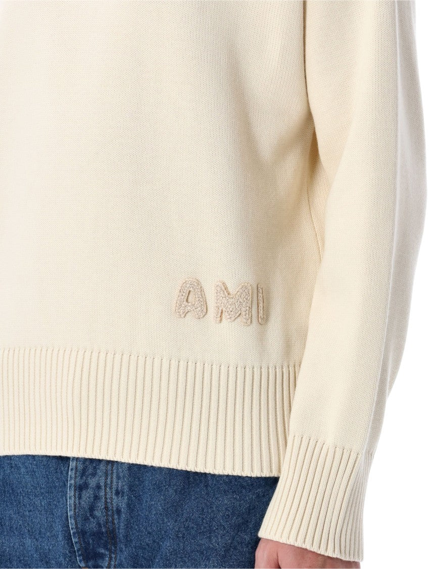 Ami Embroidered Crewneck Sweater