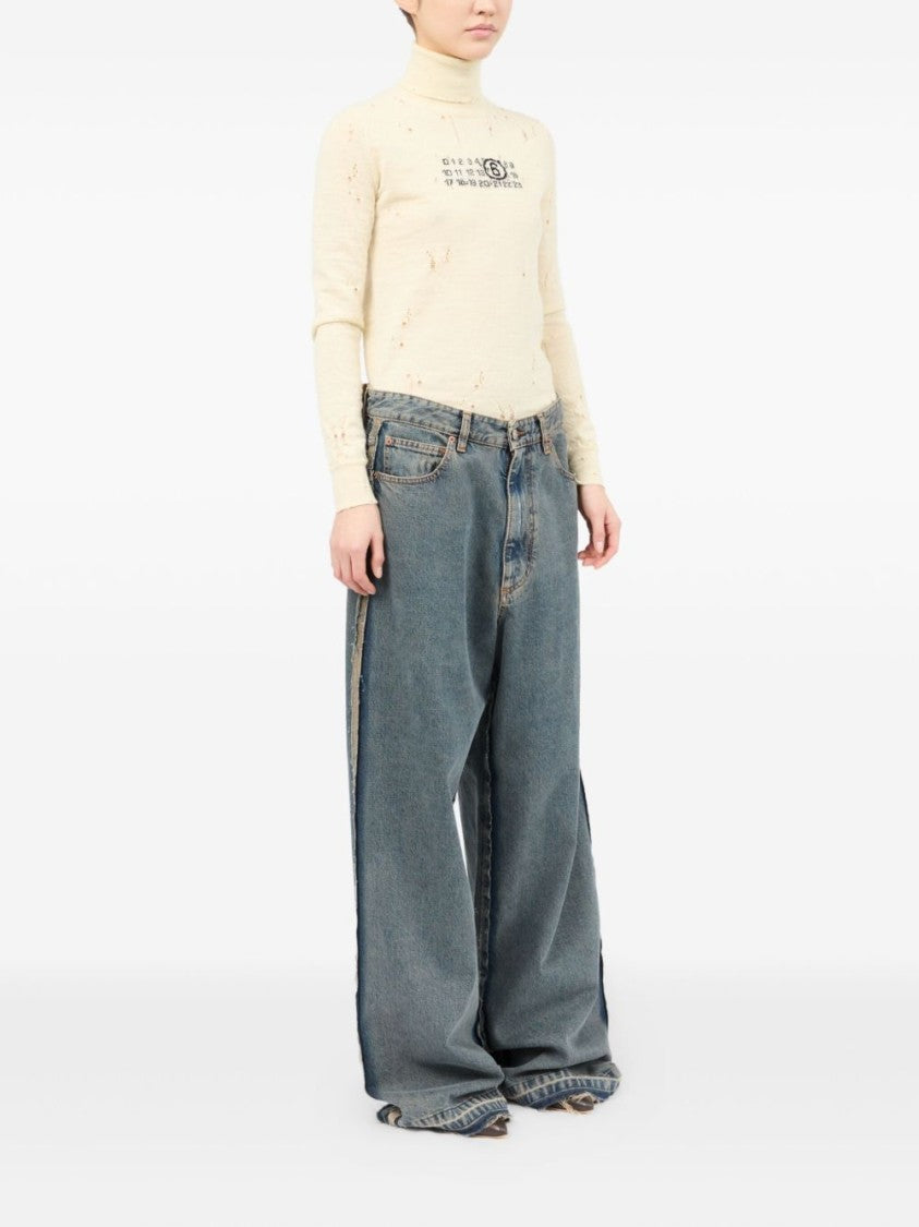 Mm6 By Maison Margiela Relaxed Wide-Leg Jeans With Distressed Edges