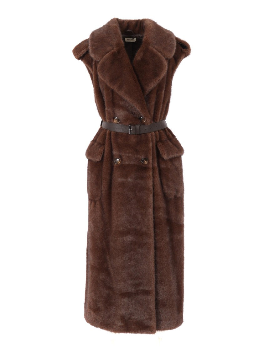 P.A.R.O.S.H. Plush Brown Faux Fur Vest