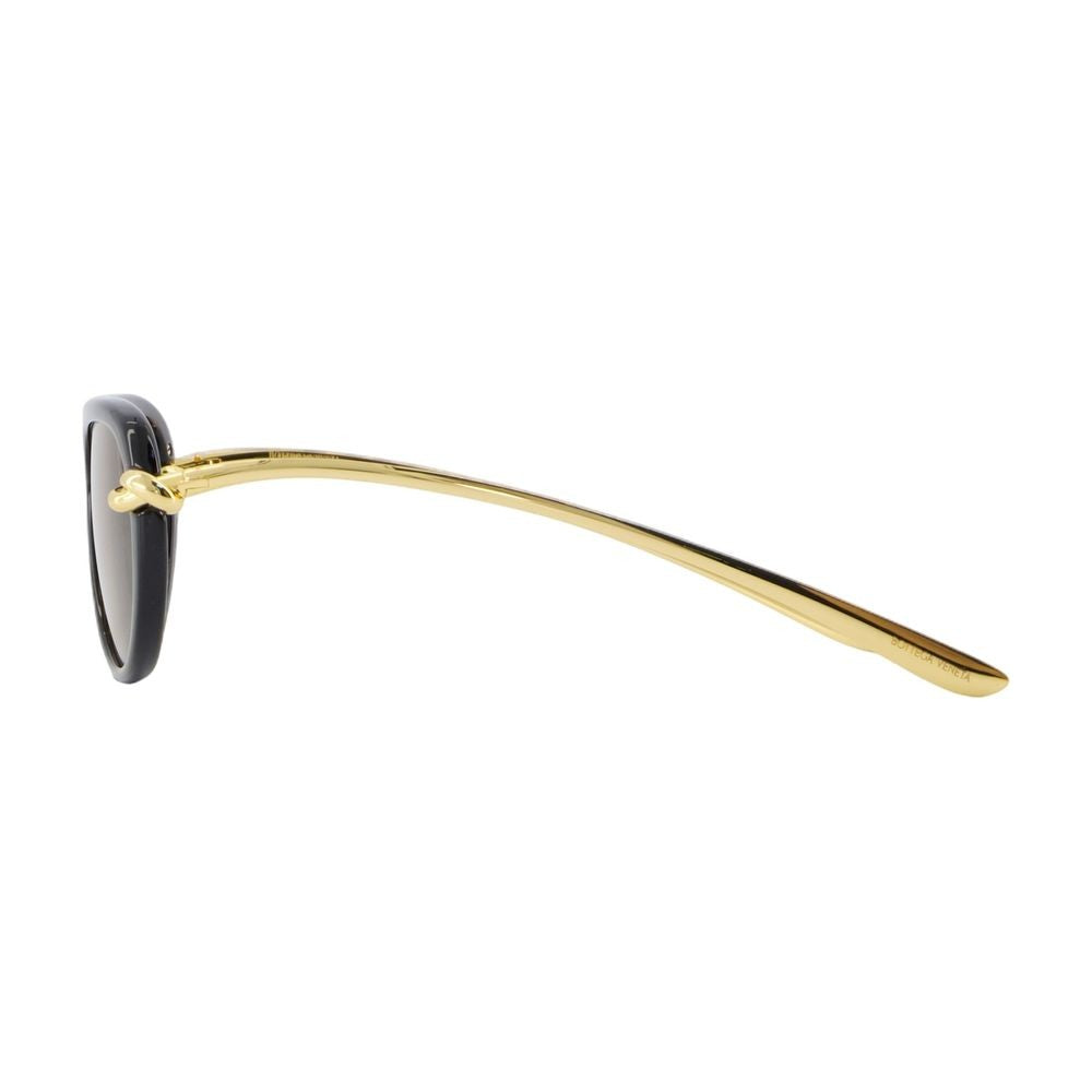 Bottega Veneta Bold Black Acetate Sunglasses With Gold Detailing