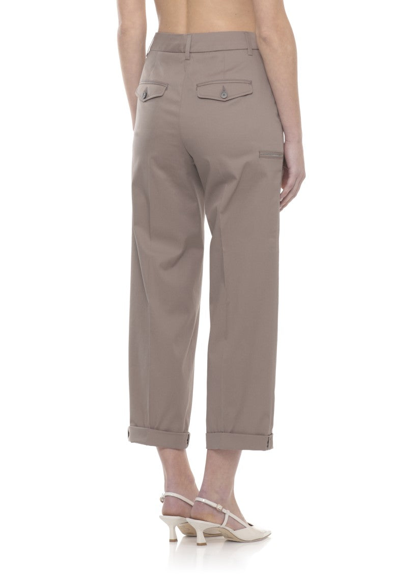 Peserico Cotton Embellished Straight-Leg Pants