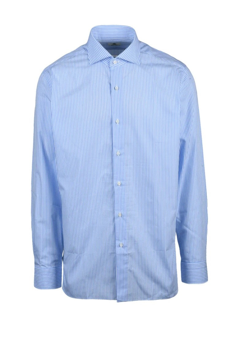 Luigi Borrelli Napoli Cotton Shirt - White/Light Blue