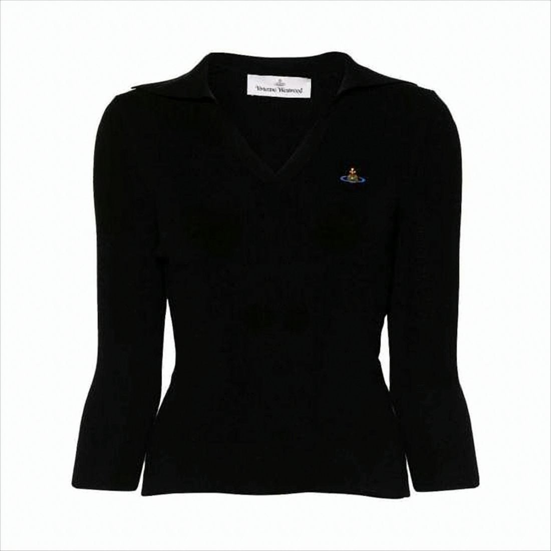 Vivienne Westwood Fitted Deep V-Neck Sweater With Ribbed Texture