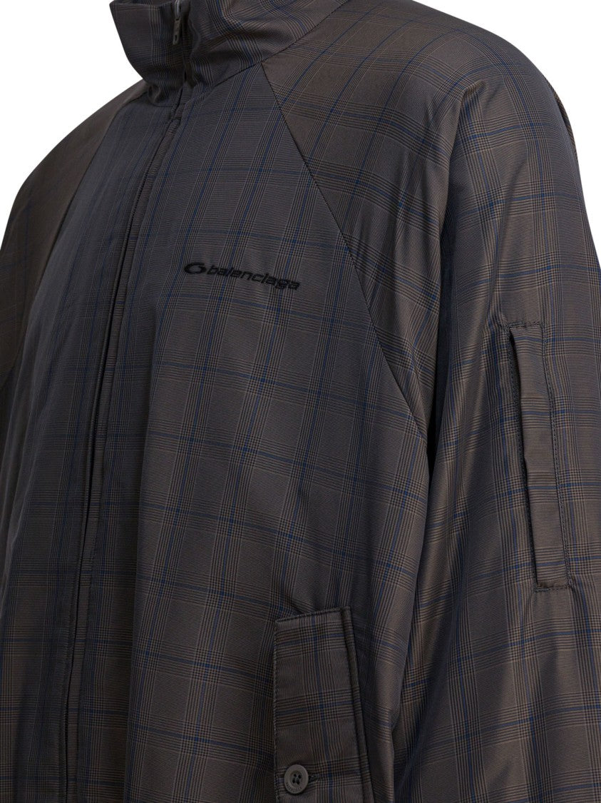 Balenciaga Streamlined Nylon Jacket With Subtle Checkered Pattern