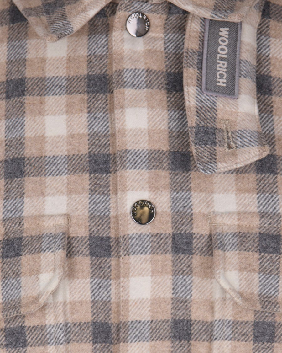 Woolrich Oatmeal Check Wool Blend Jacket