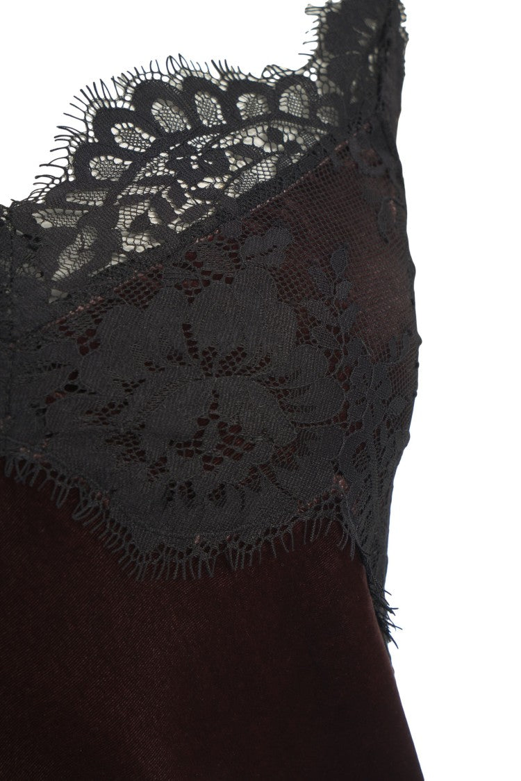 Herskind Velvet Tank Top With Floral Lace Appliqués