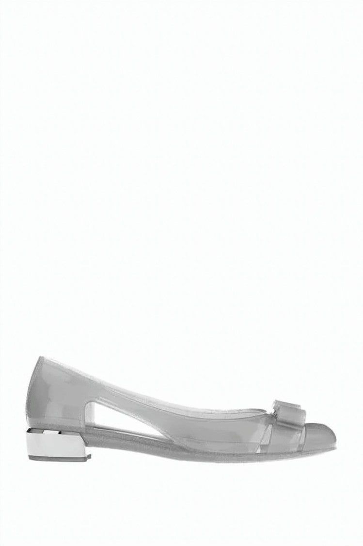 Salvatore Ferragamo Transparent Pvc Flats With Metallic Block Heel