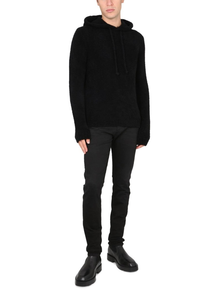 Ten C Black Textured Wool Hoodie