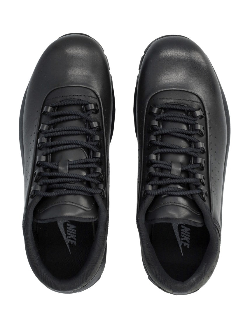 Nike Black Leather Low-Top Sneakers With Visible Air Max Cushioning