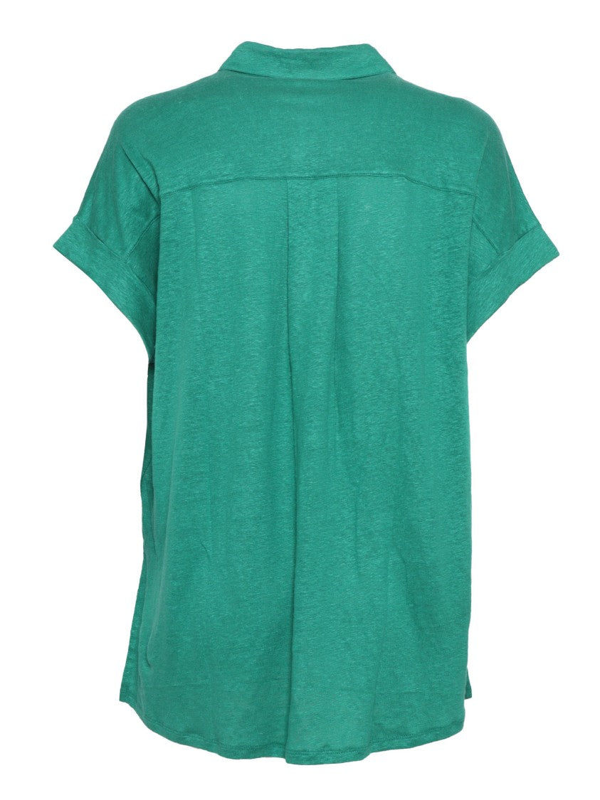 Filatures Du Lion Short-Sleeve Relaxed Fit Linen Shirt