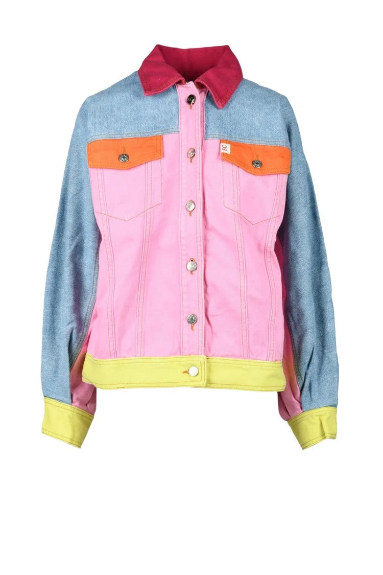 Semi Couture Multicolore Patchwork Jacket With Artistic Design