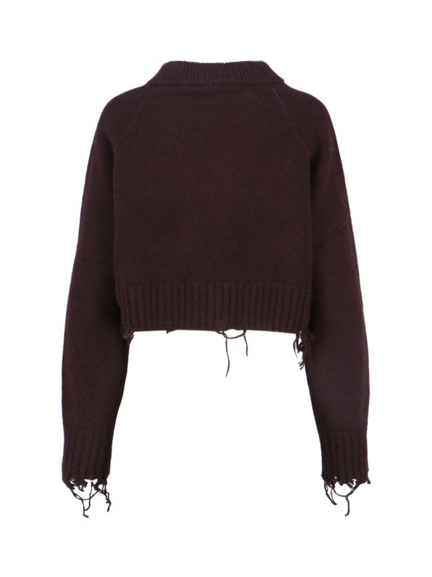 Low Classic Damage Crop Sweater – Brown