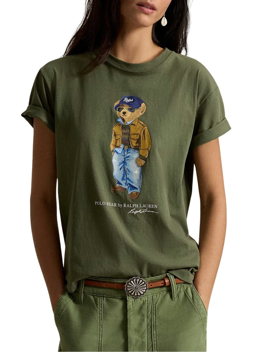 Polo Ralph Lauren Olive Green Bear Graphic T-Shirt