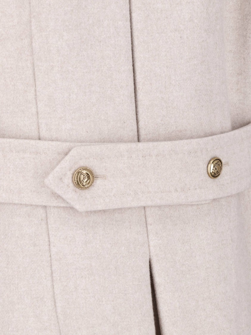 Ermanno Scervino Cream Double-Breasted Wool-Blend Coat