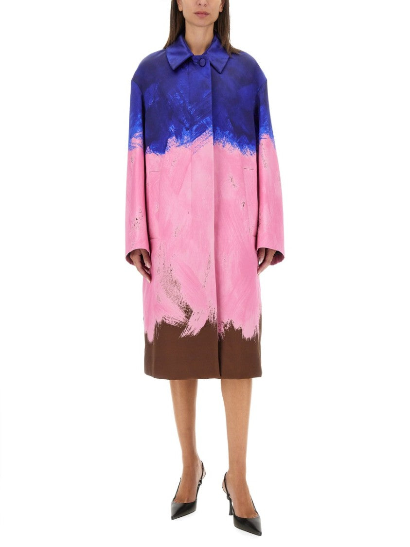 Dries Van Noten Voluminous Long Coat With Broad Shoulders
