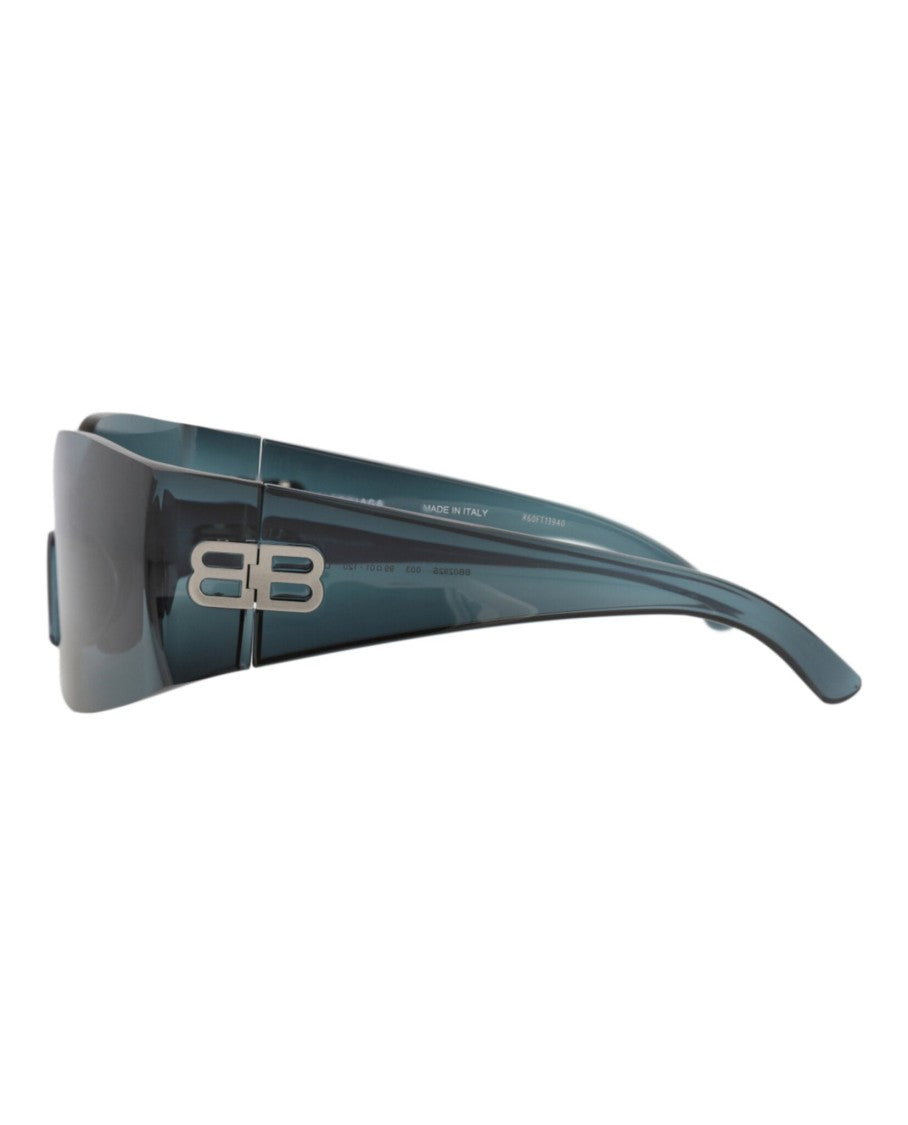 Balenciaga Shield-Frame Nylon Sunglasses With Saddle Bridge And Curved Dark Lens