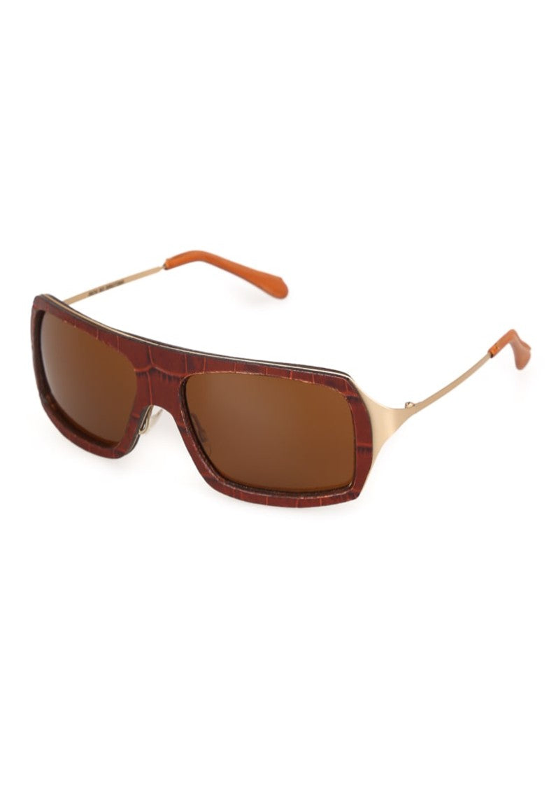 Histoire De Voir Rectangular Frame Sunglasses With Leather And Metal Accents