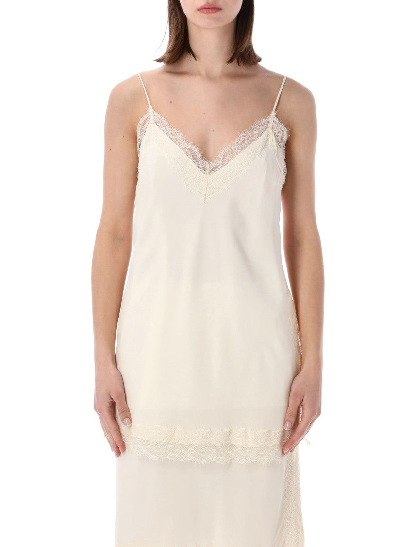 Róhe Long V Neck Lace Inset Top