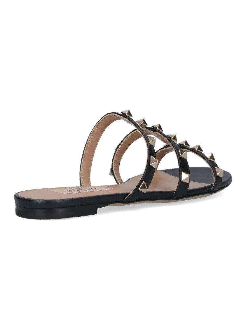Valentino Garavani "Rockstud" Slide Sandals – Black