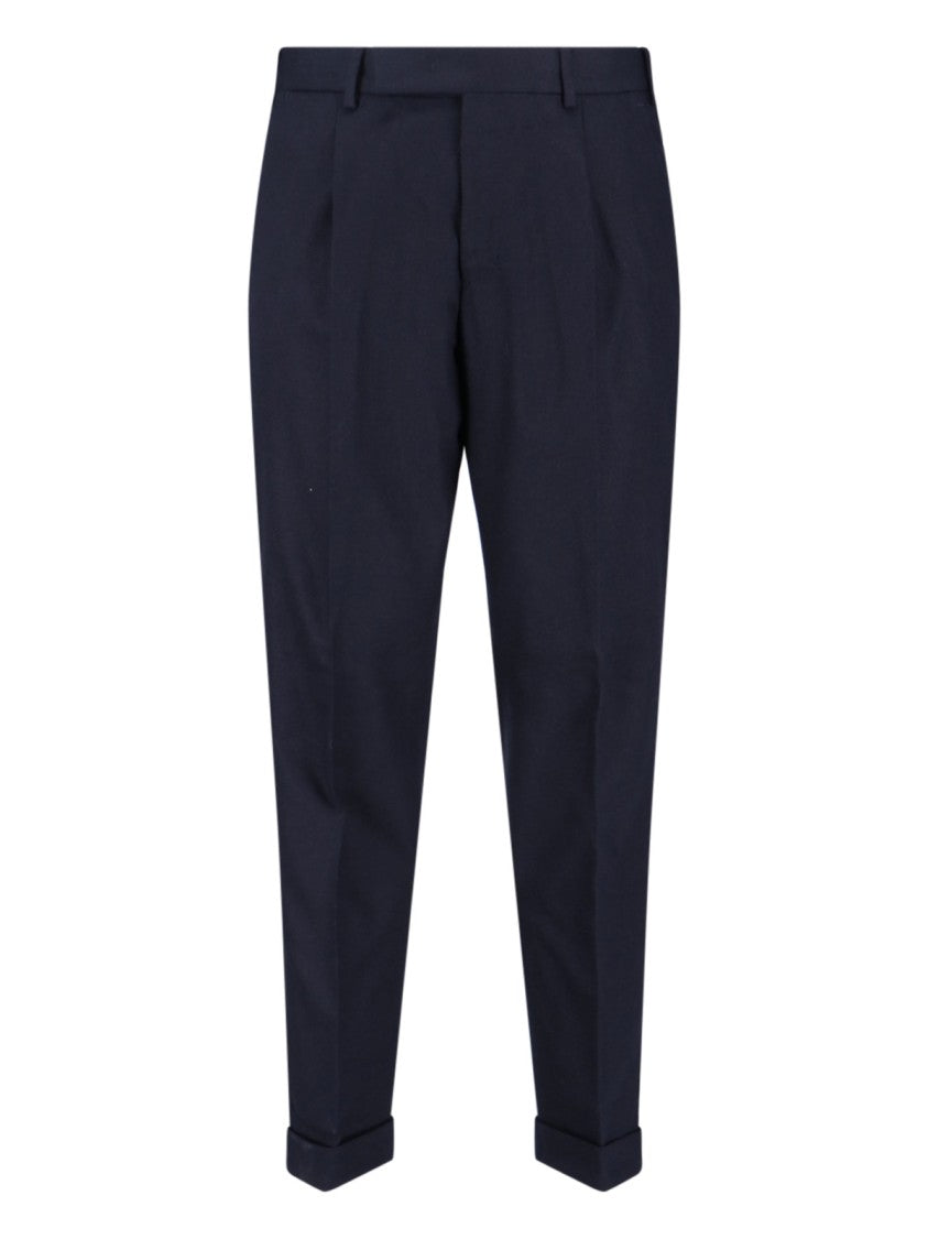 Pt Torino Blue Virgin Wool And Cashmere Trouser