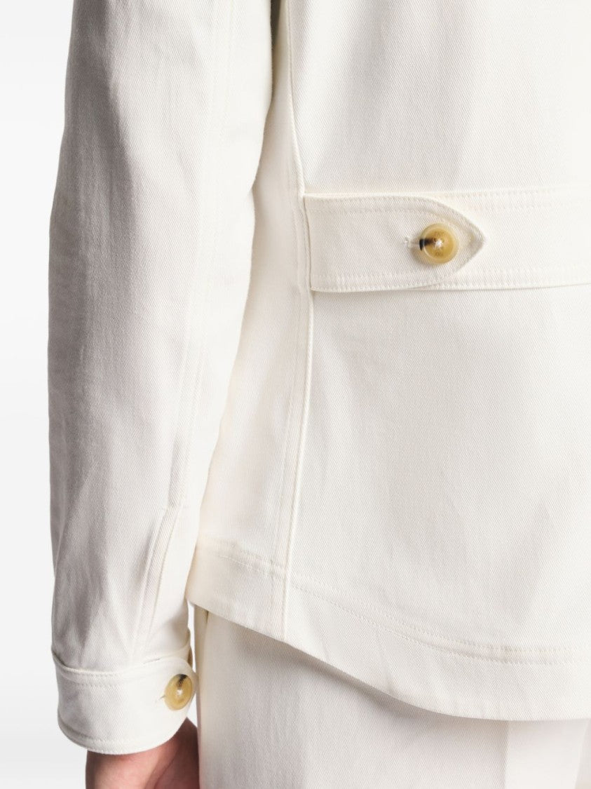 Fay Lightweight Cotton Blend Jacket With Classic Collar And Flap Pockets
