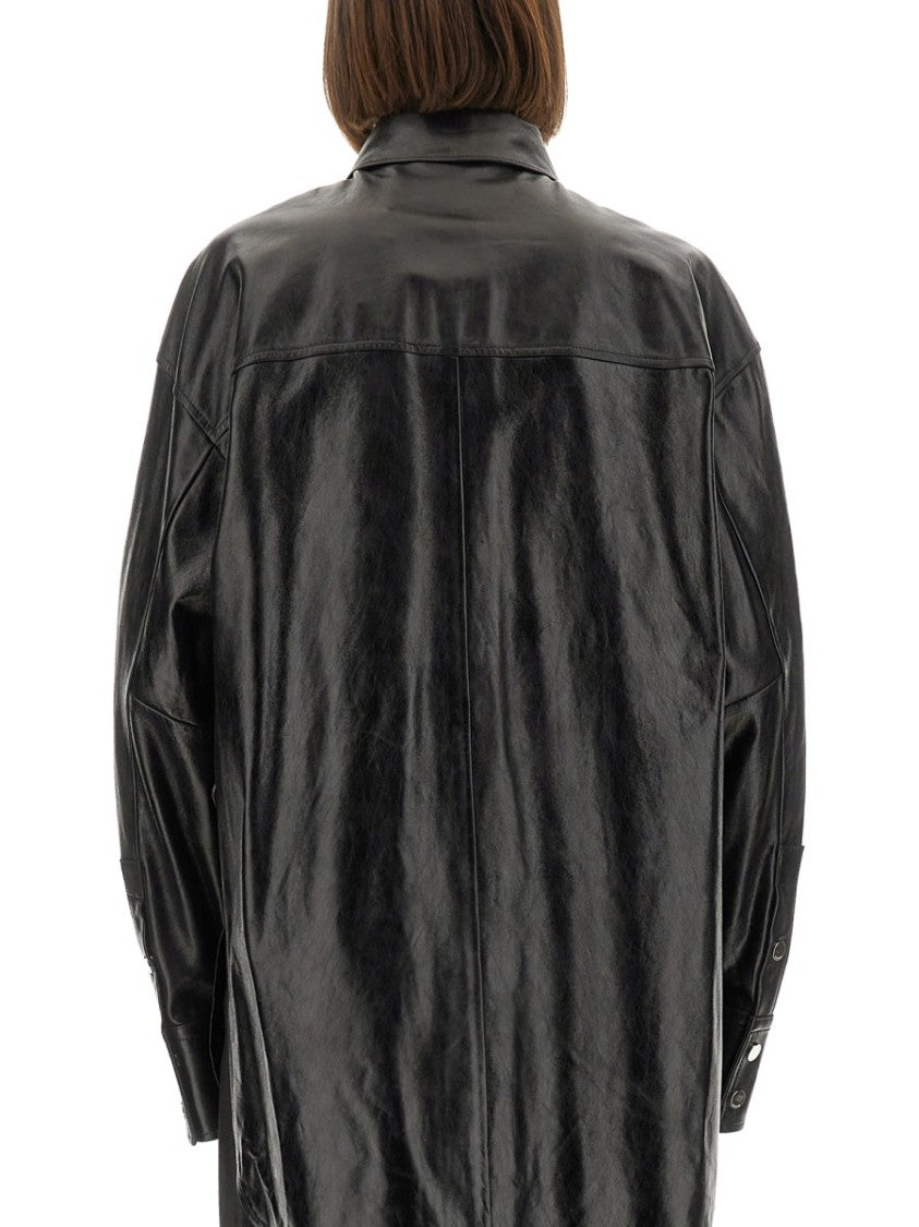 Sportmax Borel Glossy Lambskin Leather Shirt