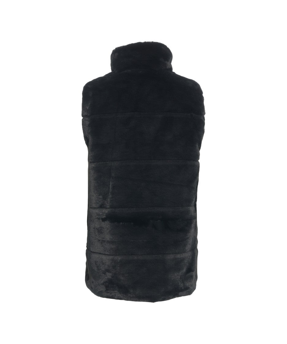 Save The Duck Faux Fur Gilet With High Collar And Innovative Padding
