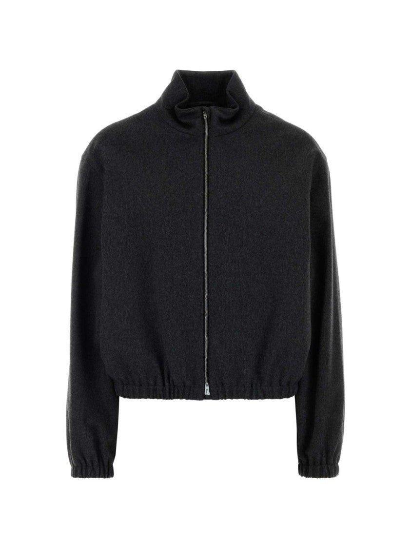 Jil Sander Black High-Collar Cropped Zip Jacket