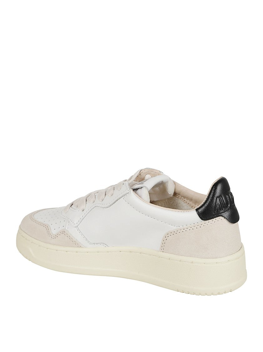 Autry Low-Top Sneakers In Smooth White Leather With Natural Suede Inserts
